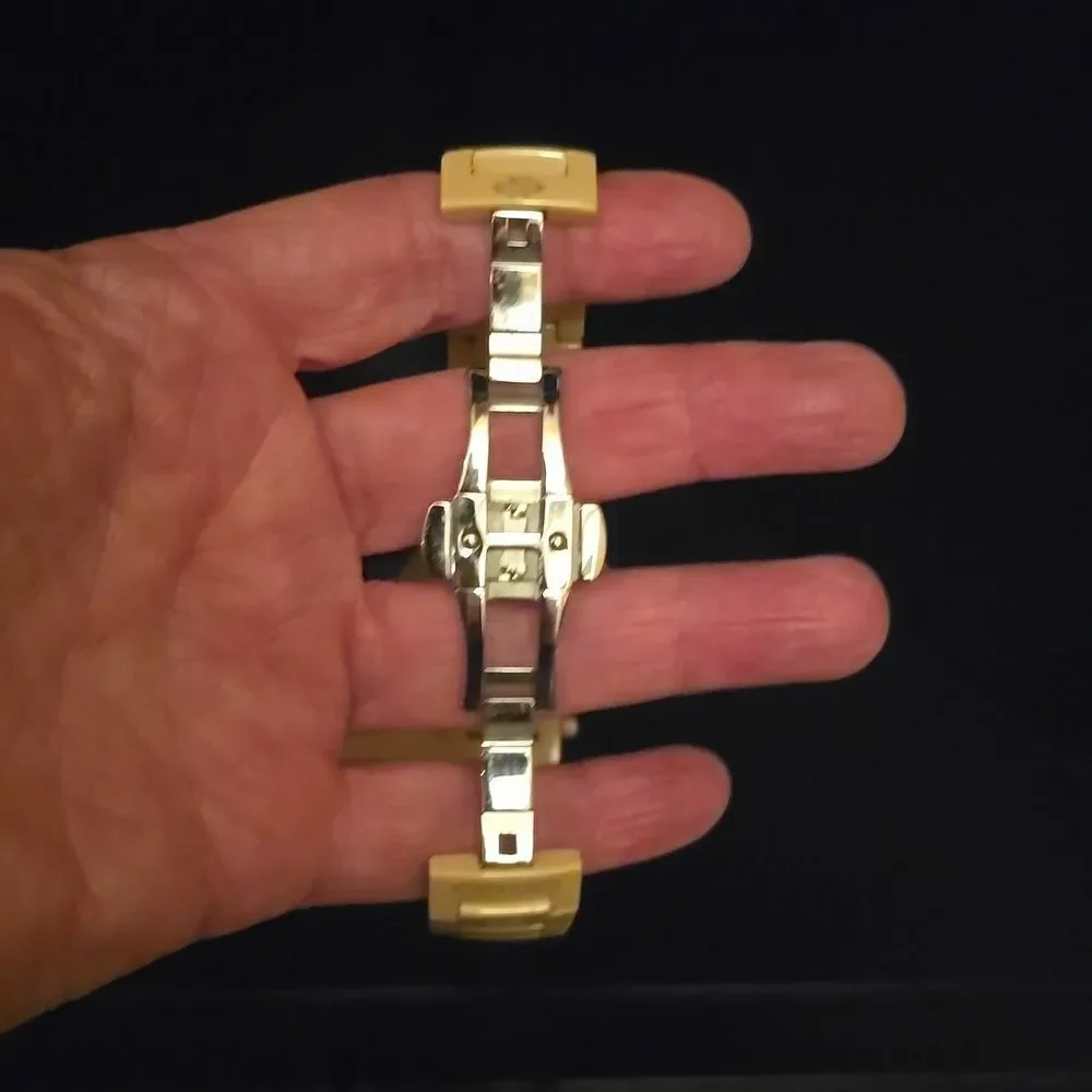 ONISS Ladies Beige Ceramic SAPPHIRE,MOTHER OF PEARL WATCH!